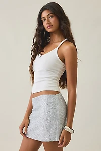 Glamorous Shimmer Seeker Tweed Low-Rise Mini Skirt