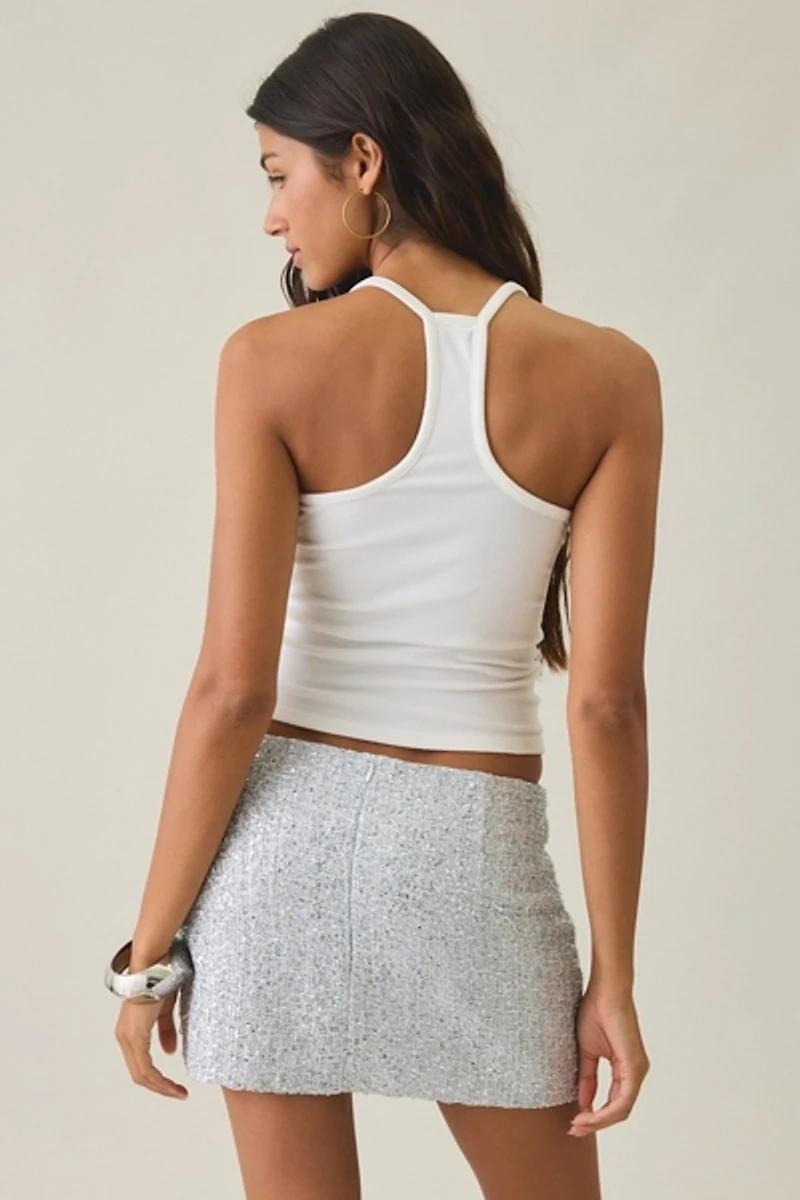 Glamorous Shimmer Seeker Tweed Low-Rise Mini Skirt