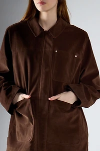 Glamorous Mocha Moment Oversized Faux Suede Jacket