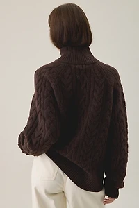 Glamorous Cabin Cozy Cable Knit Quarter Zip Sweater