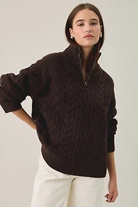 Glamorous Cabin Cozy Cable Knit Quarter Zip Sweater