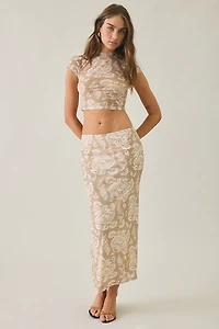 Glamorous Bandana Print Mesh High Neck Tee