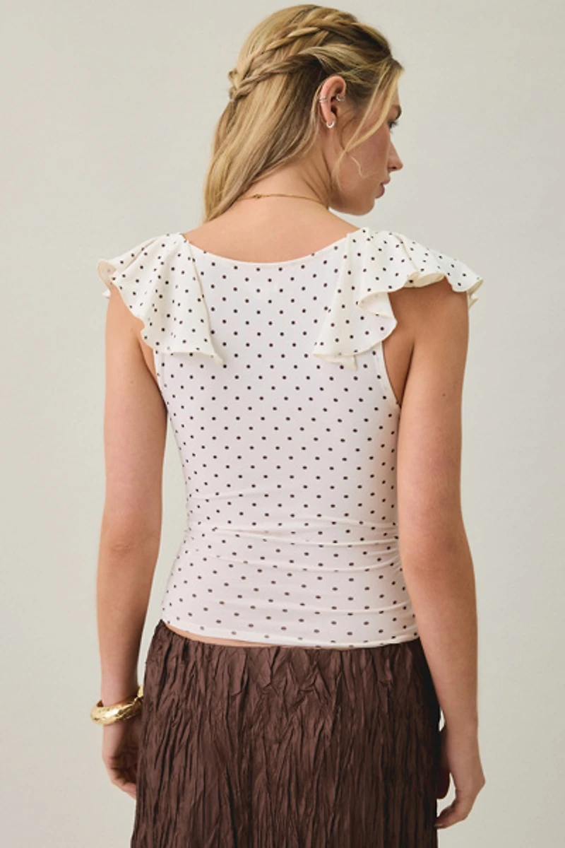 Kimchi Blue Alice Knot-Front Flutter Sleeve Top