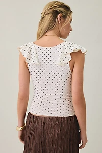 Kimchi Blue Alice Knot-Front Flutter Sleeve Top