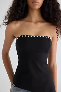 UO Afterparty Studded Asymmetric Side-Slit Tube Top