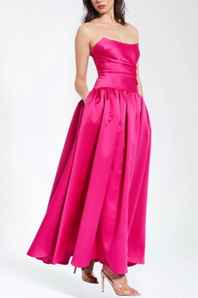 Miss Circle Walterina Satin Strapless Drop Waist Corset Gown
