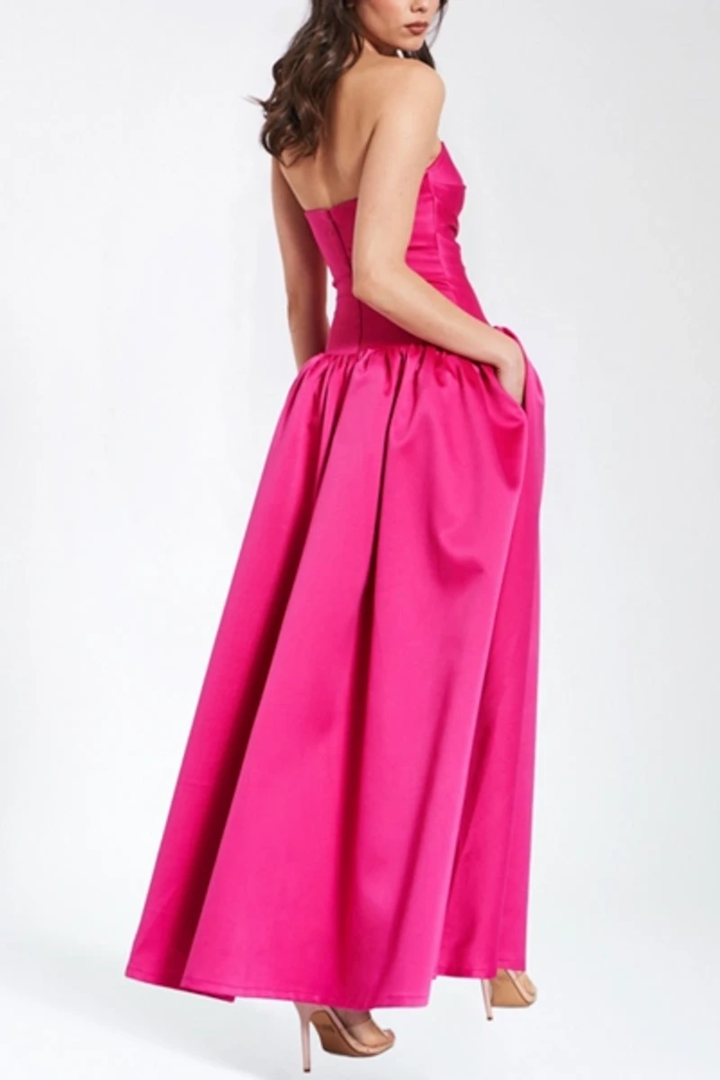 Miss Circle Walterina Satin Strapless Drop Waist Corset Gown