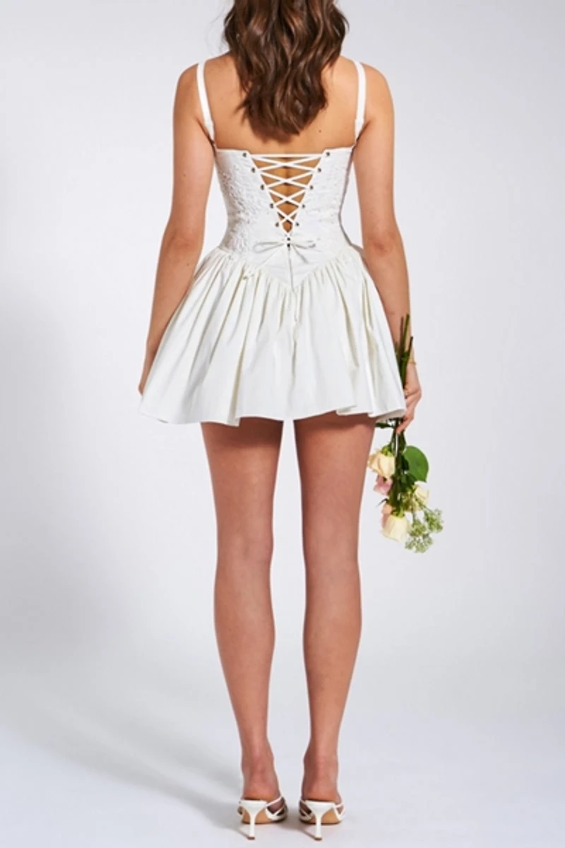 Miss Circle Kadi Cotton Drop Waist Corset Mini Dress