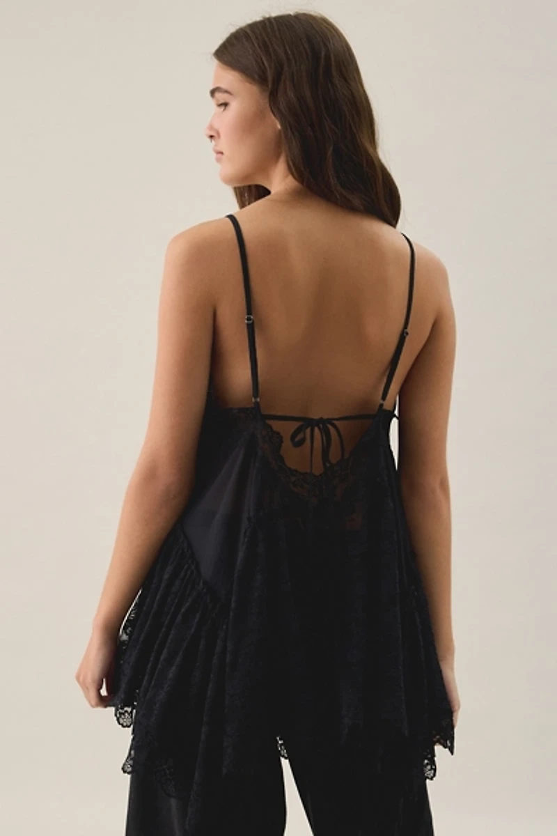 Out From Under Waterfall Asymmetric Tiered Ruffle Lace Slip
