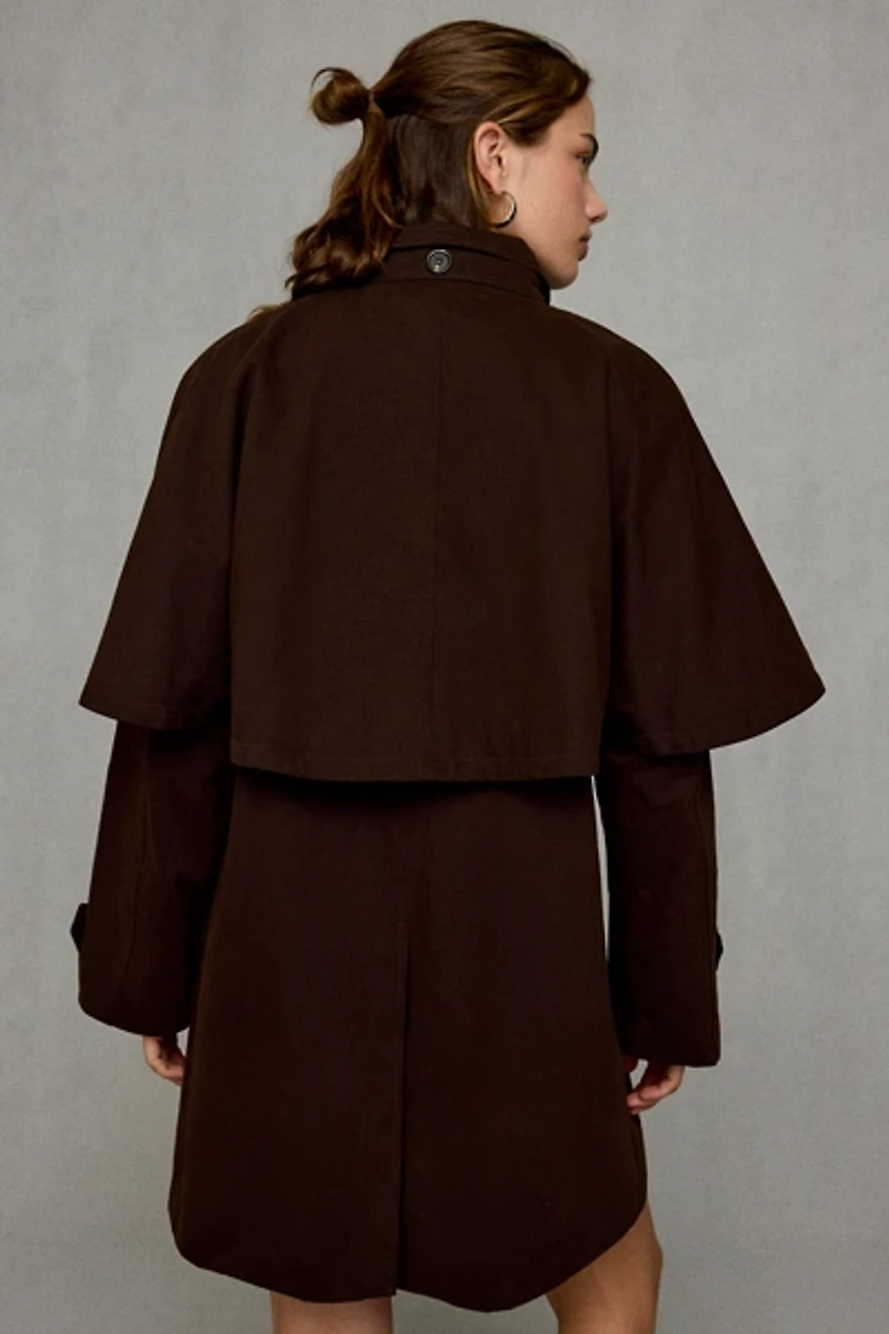 Daisy Street Walnut Cape Trench Coat