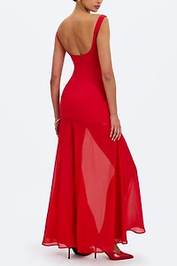 Miss Circle Verona Scoop Neck Flared Maxi Dress