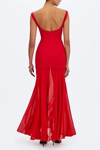 Miss Circle Verona Scoop Neck Flared Maxi Dress