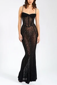 Miss Circle Ulani Burnout Velvet Mesh Maxi Dress