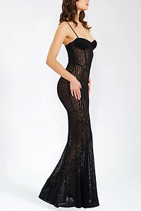 Miss Circle Ulani Burnout Velvet Mesh Maxi Dress