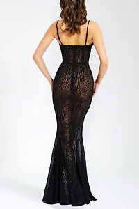 Miss Circle Ulani Burnout Velvet Mesh Maxi Dress