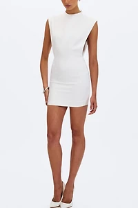 Miss Circle Vienna Satin Mock Neck Mini Dress