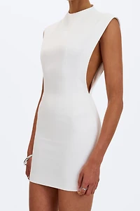 Miss Circle Vienna Satin Mock Neck Mini Dress