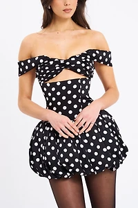Miss Circle Umika Polka Dots Bubble Hem Mini Dress