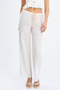 Miss Circle Raina Cotton Eyelet Straight Pants