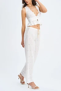 Miss Circle Raina Cotton Eyelet Straight Pants