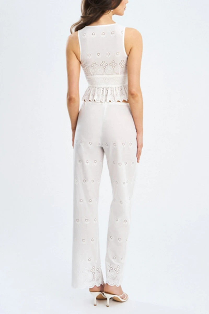 Miss Circle Raina Cotton Eyelet Straight Pants