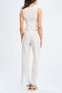 Miss Circle Raina Cotton Eyelet Straight Pants