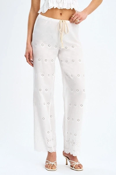 Miss Circle Raina Cotton Eyelet Straight Pants