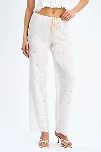 Miss Circle Raina Cotton Eyelet Straight Pants