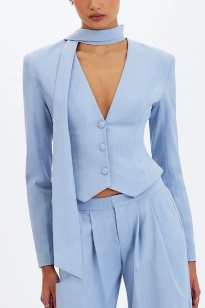 Miss Circle Renley  Pinstripe Peplum Blazer