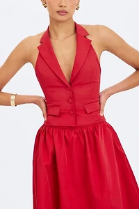 Miss Circle Ursella Halter Single-Breasted Lapel Top