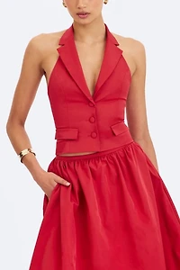 Miss Circle Ursella Halter Single-Breasted Lapel Top