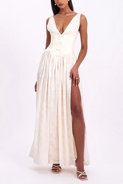 Miss Circle Sabrina High Slit Jacquard Maxi Dress