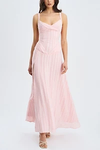 Miss Circle Mallory Stripe Jacquard High Slit Gown