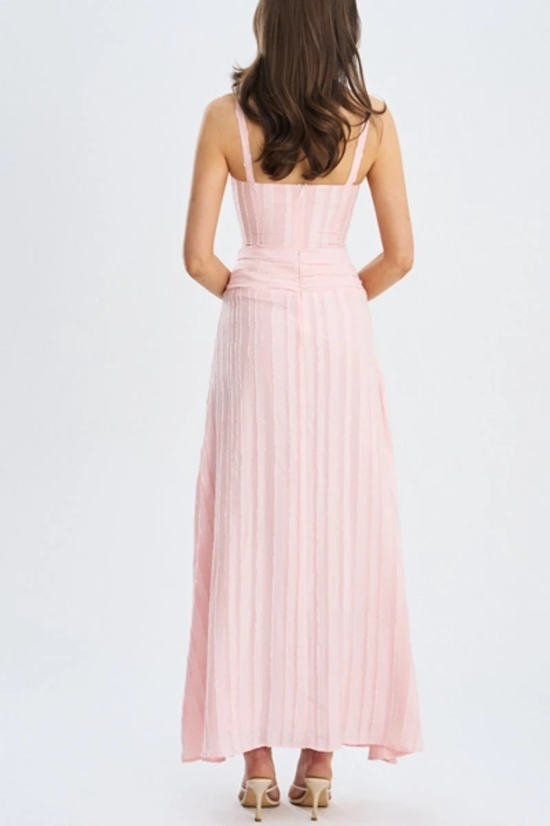 Miss Circle Mallory Stripe Jacquard High Slit Gown