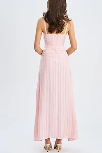 Miss Circle Mallory Stripe Jacquard High Slit Gown