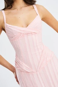 Miss Circle Mallory Stripe Jacquard High Slit Gown