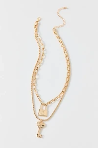 Keepers Lock & Key Pendant Layered Necklace