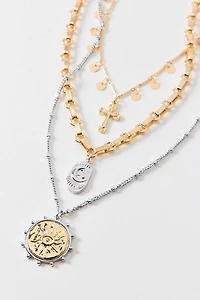Wayward Mixed Metal Pendant Layering Necklaces Set