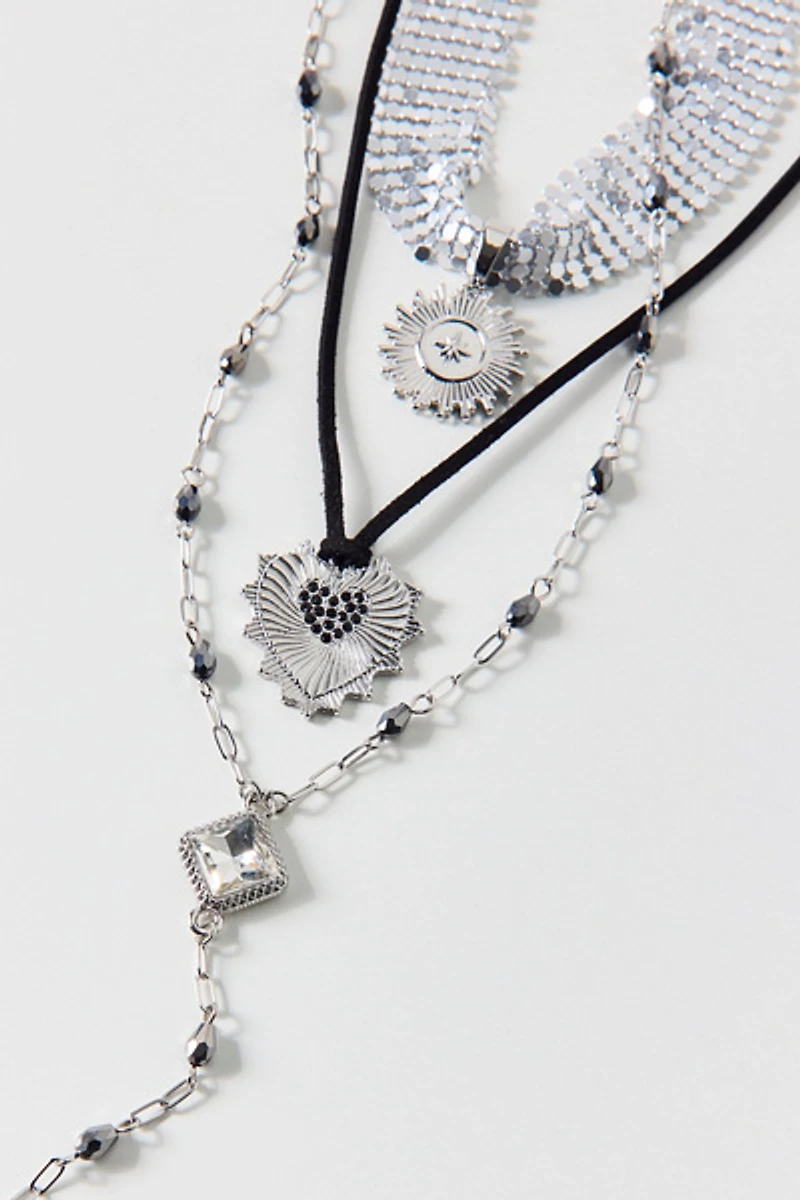 Disco Lights Statement Layering Necklaces Set