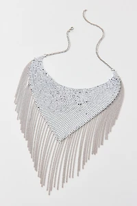Disco Fringe Chain Mail Bib Necklace