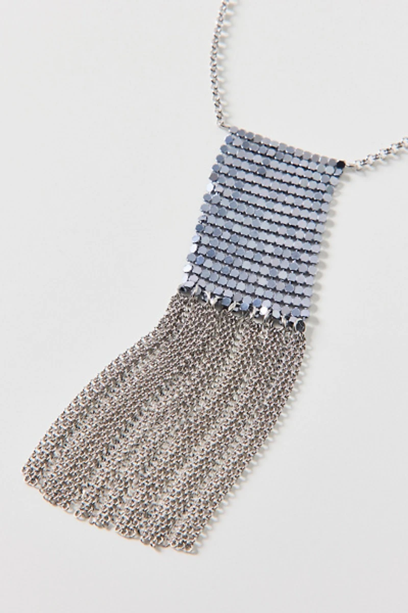 Disco Fringe Metal Scarf Necklace