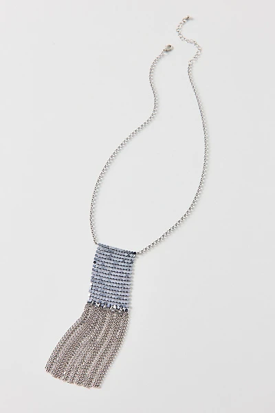 Disco Fringe Metal Scarf Necklace