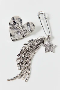 Amelia Hearts & Stars Brooch Set