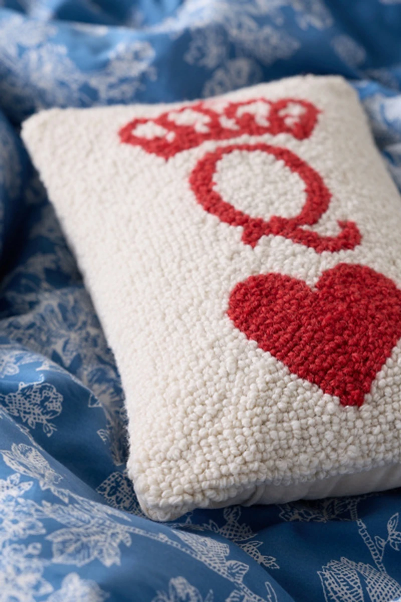 Poker Queen Tufted Wool Throw Pillow