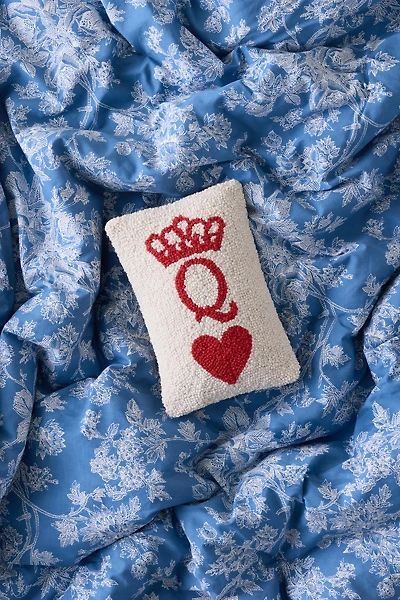 Poker Queen Tufted Wool Throw Pillow