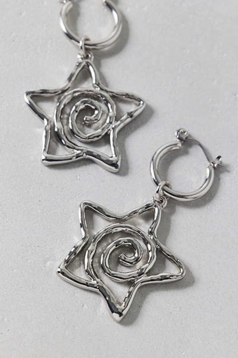 Swirl Star Hoop Earrings