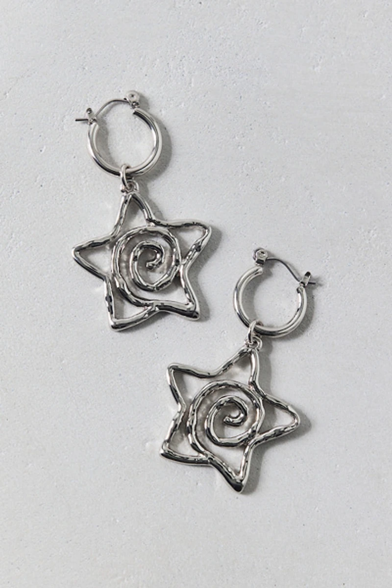 Swirl Star Hoop Earrings