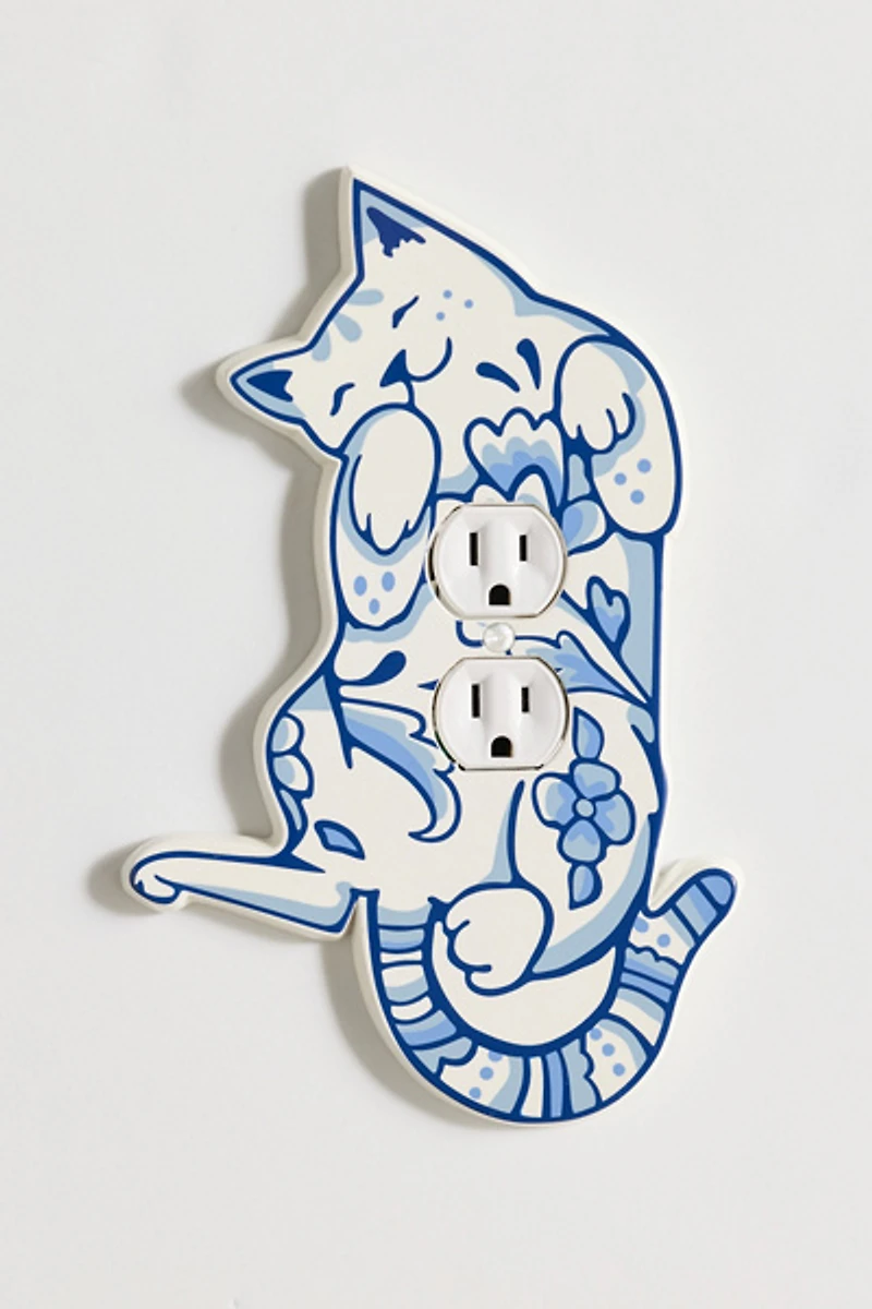 Delft Cat Shaped Resin Switch Plate