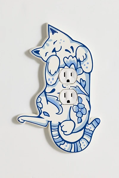Delft Cat Shaped Resin Switch Plate