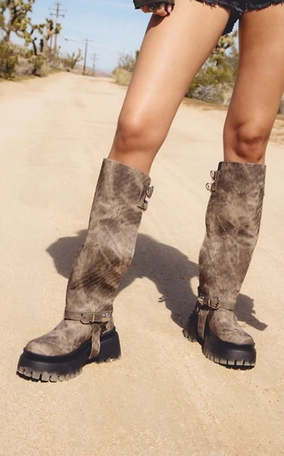 Azalea Wang Rampage Distressed 2 Way Harness Boot